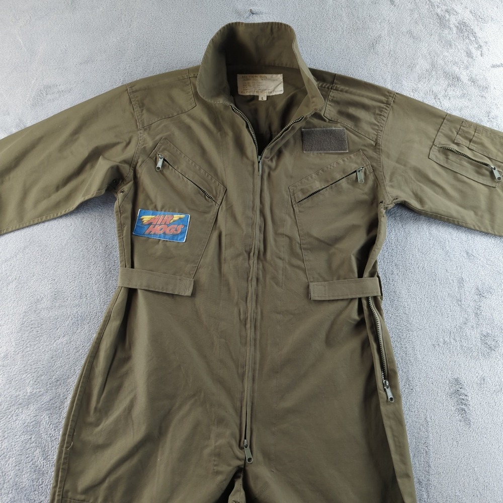 Vintage Air Hogs Coveralls Mens Large Olive Green Flight Suit Promo Uniform